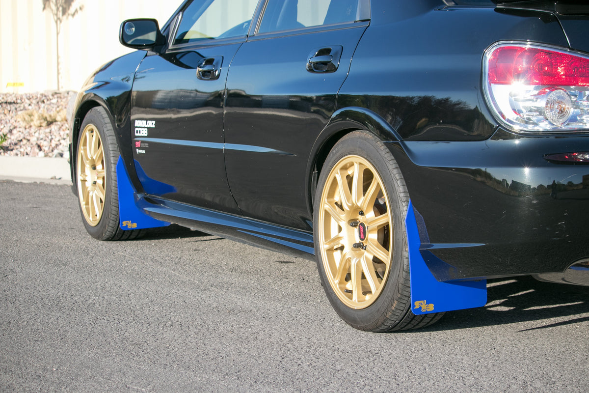 2007 Impreza WRX STI featuring SHORT Mud Flaps by Rokblokz in Deep Blue