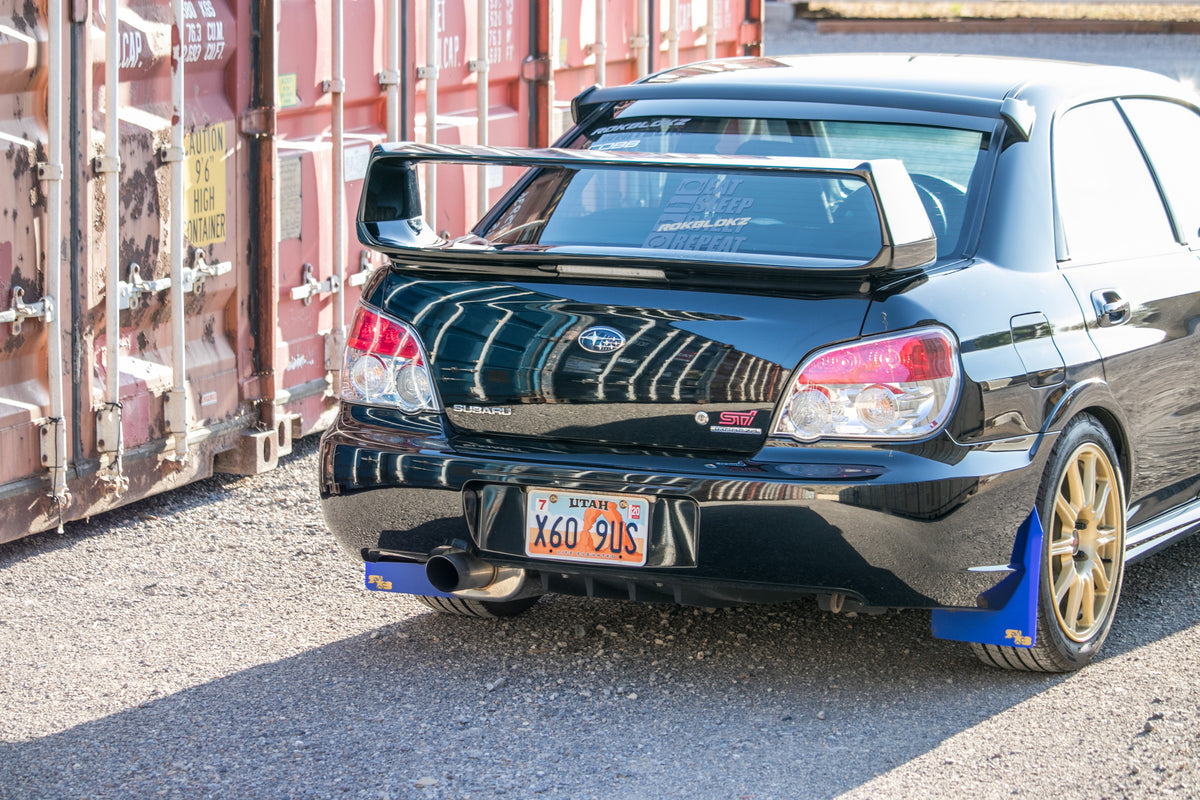 2007 Impreza WRX STI featuring SHORT Mud Flaps by Rokblokz in Deep Blue
