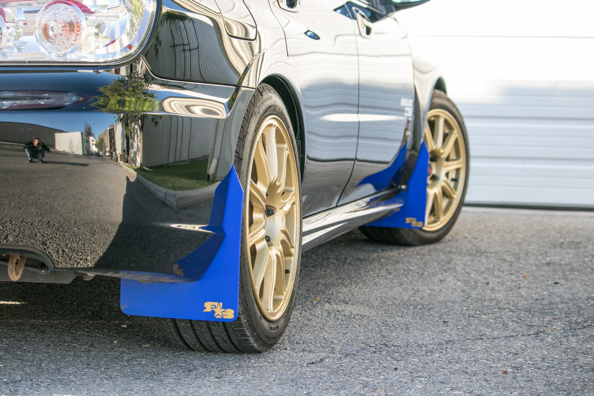 2007 Impreza WRX STI featuring SHORT Mud Flaps by Rokblokz in Deep Blue