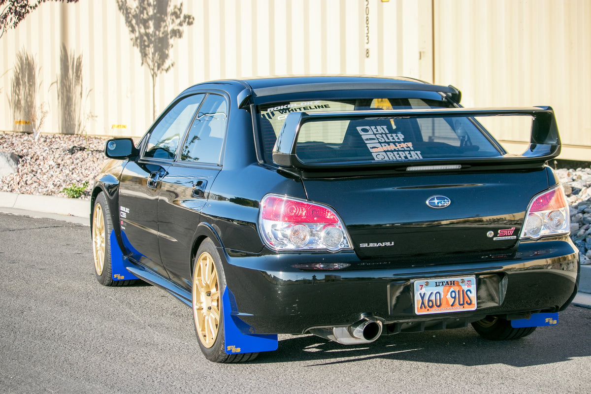 2007 Impreza WRX STI featuring SHORT Mud Flaps by Rokblokz in Deep Blue