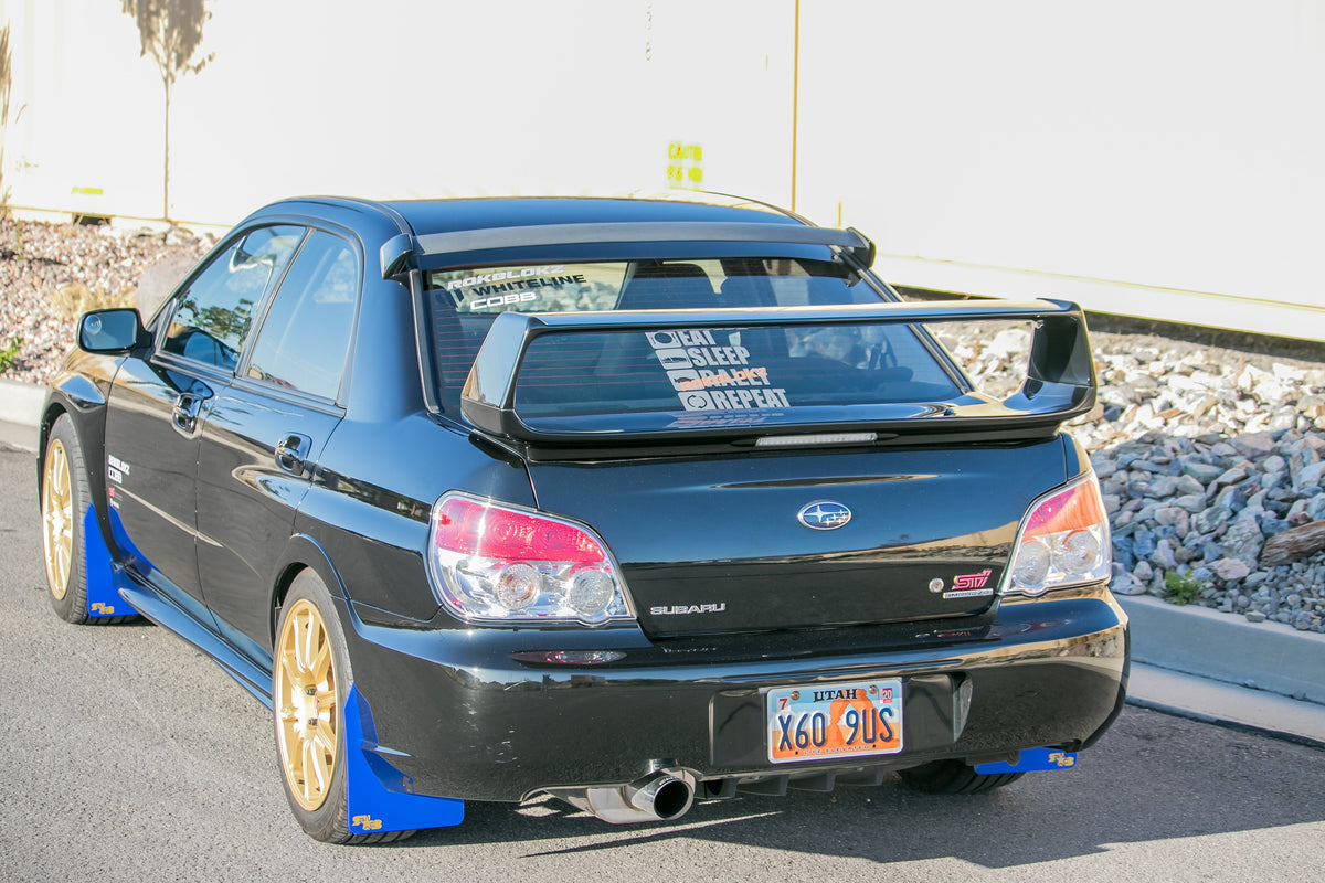 2007 Impreza WRX STI featuring SHORT Mud Flaps by Rokblokz in Deep Blue