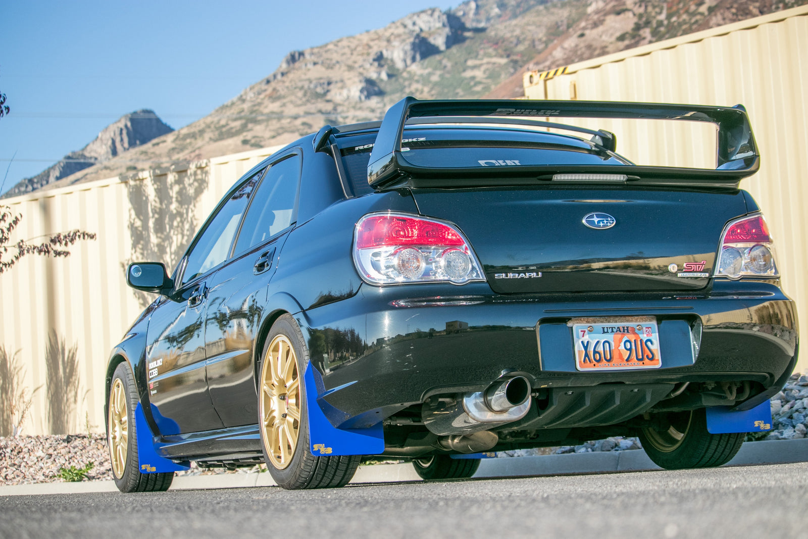 2007 Impreza WRX STI featuring SHORT Mud Flaps by Rokblokz in Deep Blue
