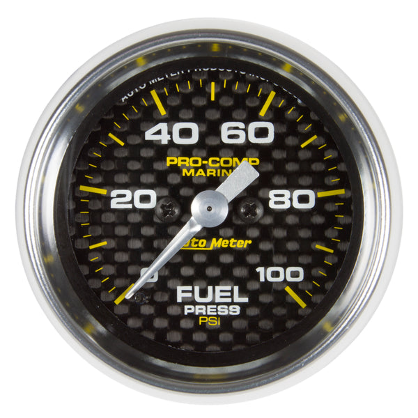 Autometer Marine Carbon Fiber 2-1/16in 100 PSI Digital Stepper Motor Fuel Pressure Gauge - 200850-40