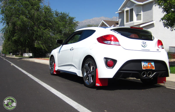 RokBlokz - Hyundai Veloster 2012-2018 Rally Mud Flaps for 2012-2014 Hyundai Veloster - front view