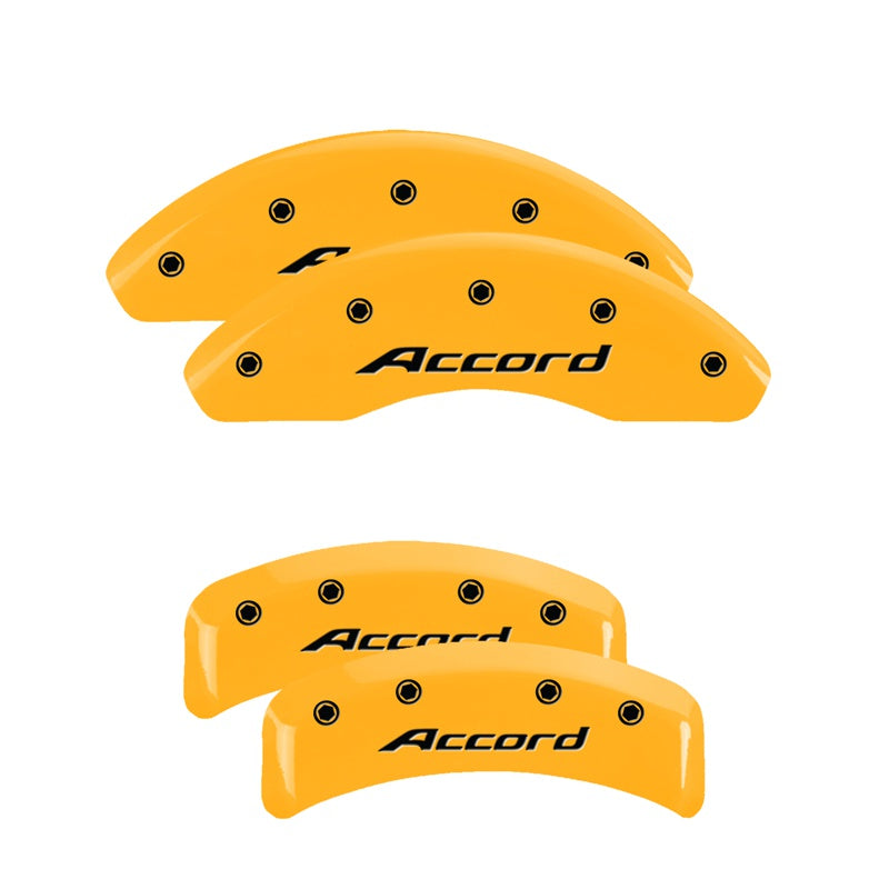 MGP 4 Caliper Covers Engraved Front Accord Engraved Rear Accord Yellow finish black ch - 20130SACCYL