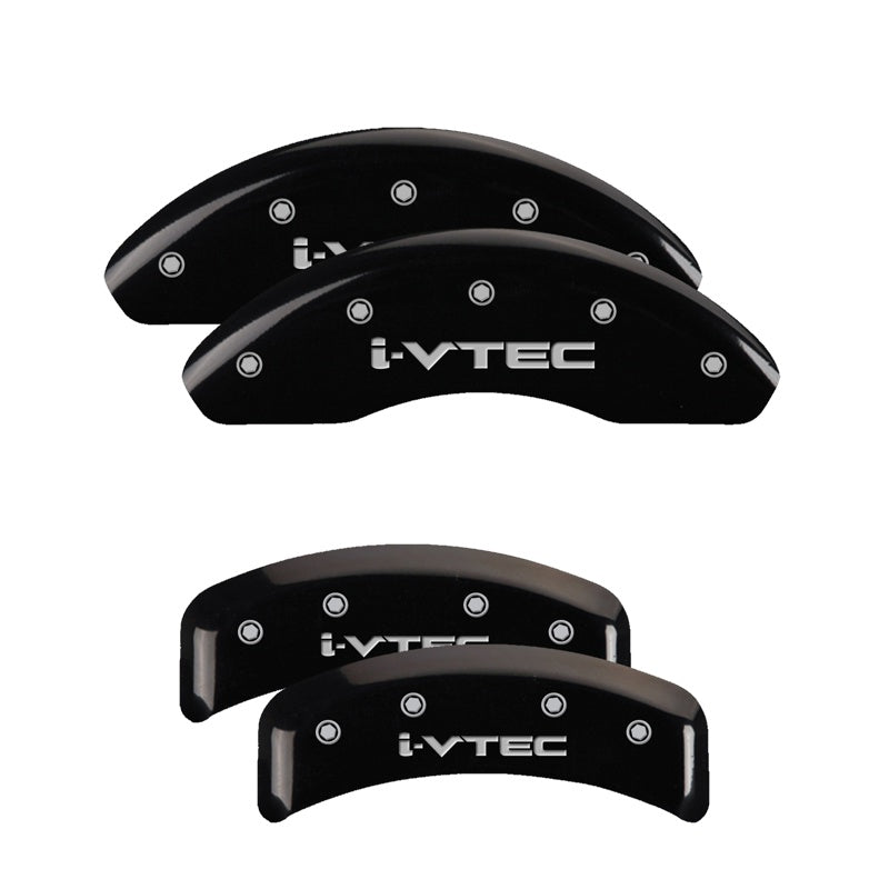 MGP 4 Caliper Covers Engraved Front &amp; Rear i-Vtec Black finish silver ch - 20130SIVTBK