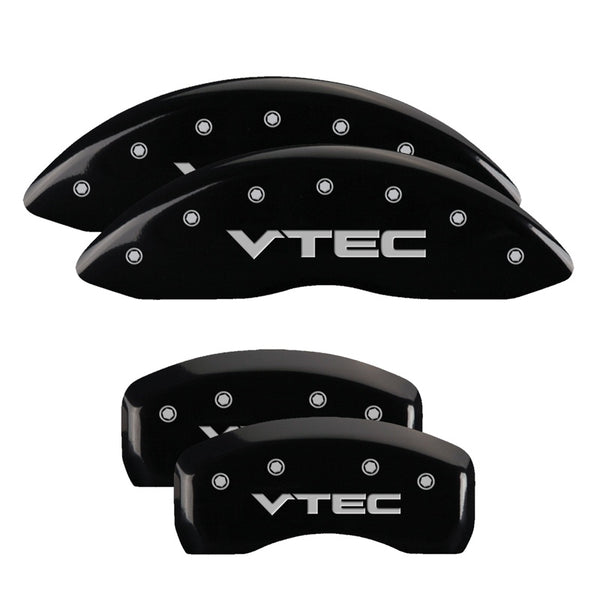 MGP 4 Caliper Covers Engraved Front &amp; Rear Vtech Black finish silver ch - 20139SVTCBK
