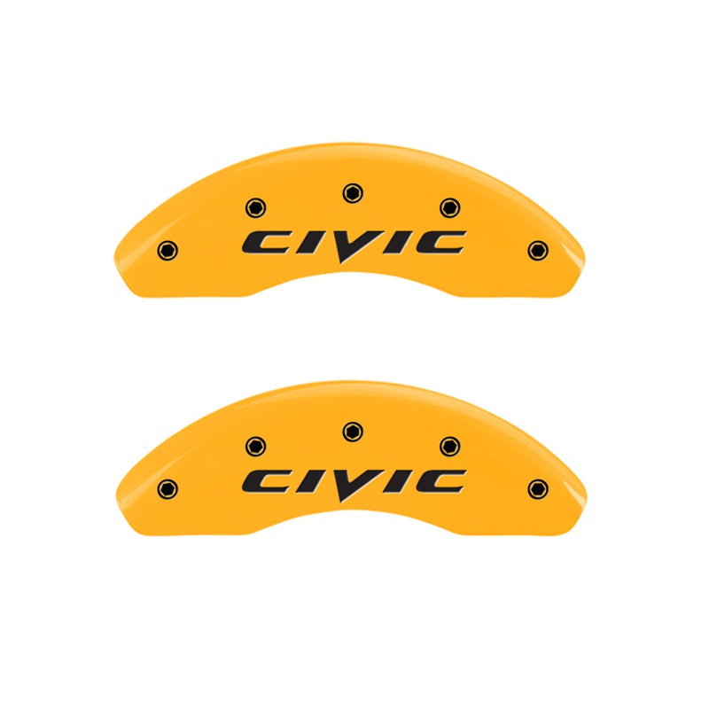 MGP 2 Caliper Covers Engraved Front 2015/Civic Yellow Finish Black Char 2011 Honda Civic - 20143FCIVYL