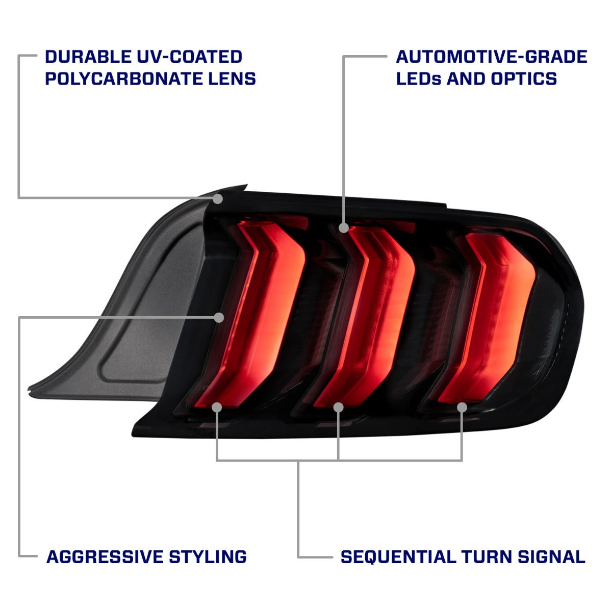 Form Lighting 2015-2023 Ford Mustang LED Tail Lights Red (Pair) - FL0008