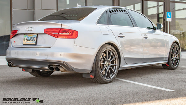 RokBlokz -  Audi A4 & S4 Sedan (B8) 2008-2016 Rally Mud Flaps for 2009-2016 Audi A4 - front view