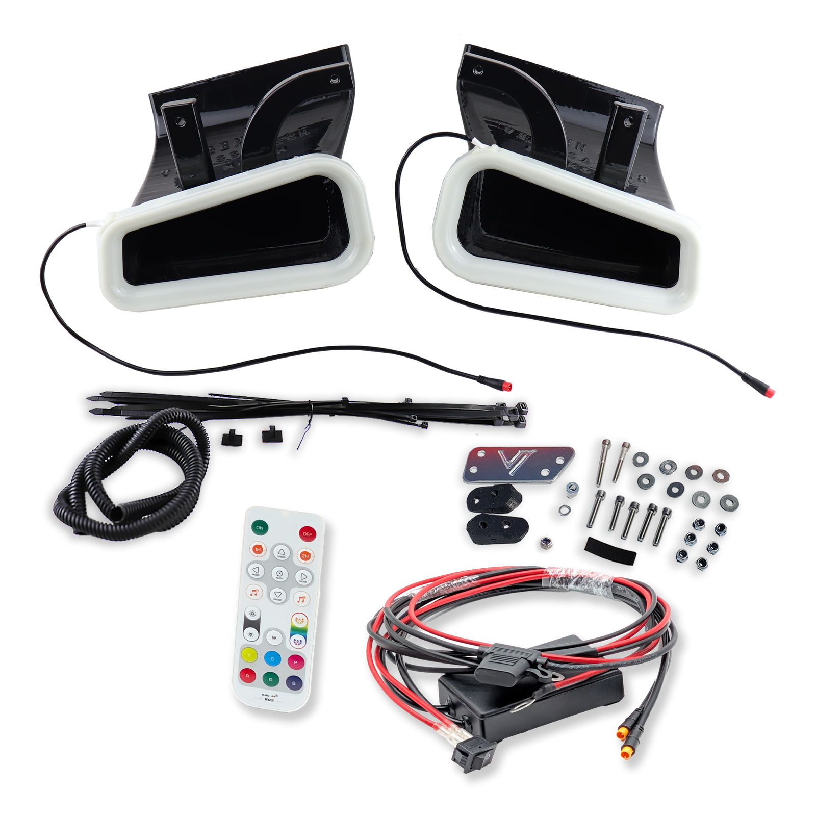 2016-2022 Infiniti Q60 Red Sport Dual BIG MOUTH LIT KIT Ram Air Intake Snorkels