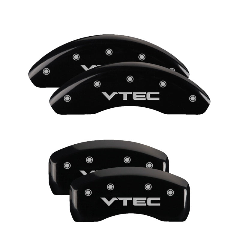 MGP 4 Caliper Covers Engraved Front &amp; Rear Vtech Black finish silver ch - 20179SVTCBK