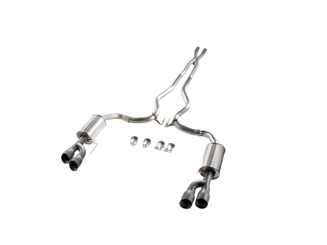 Roush 18-23 Mustang 5.0L V8 Black Tip Cat Back Exhaust Kit (Quad Tip Non-Active) - 422093-BLK