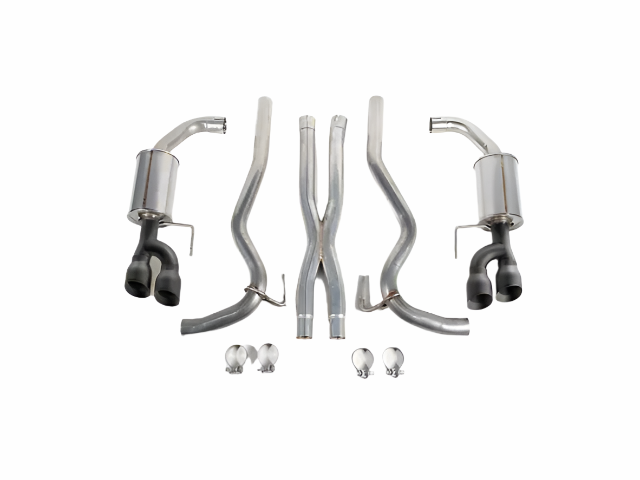 Roush 18-23 Mustang 5.0L V8 Black Tip Cat Back Exhaust Kit (Quad Tip Non-Active) - 422093-BLK