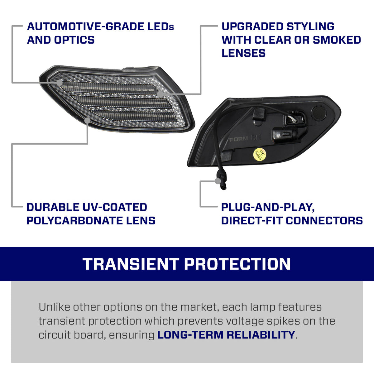 Form Lighting 2018 Wrangler JL LED Sidemarkers Smoked (Pair) - FL0061