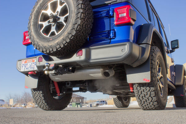 RokBlokz - Jeep Wrangler (JL, JLU) 2018+ Quick Release Mud Flaps - HALF KIT for 2018-2023 Jeep Wrangler - front view
