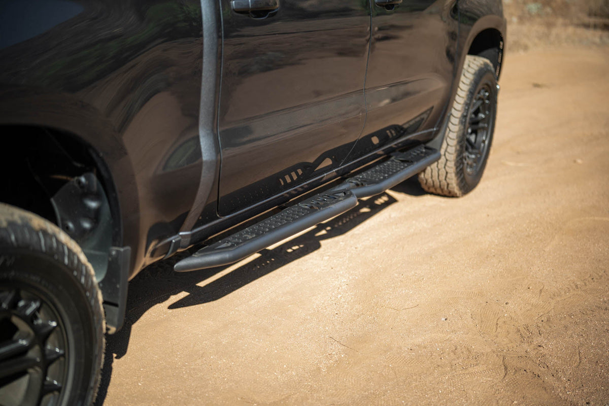 DV8 Offroad - 2019-2026 GMC Sierra 1500 & Chevrolet Silverado 1500 Crew Cab OE Plus Side Steps - SRCS1-01