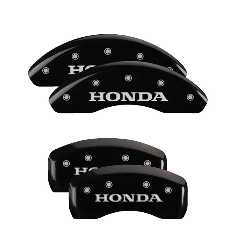 MGP 4 Caliper Covers Engraved Front &amp; Rear Honda Black finish silver ch - 20194SHONBK