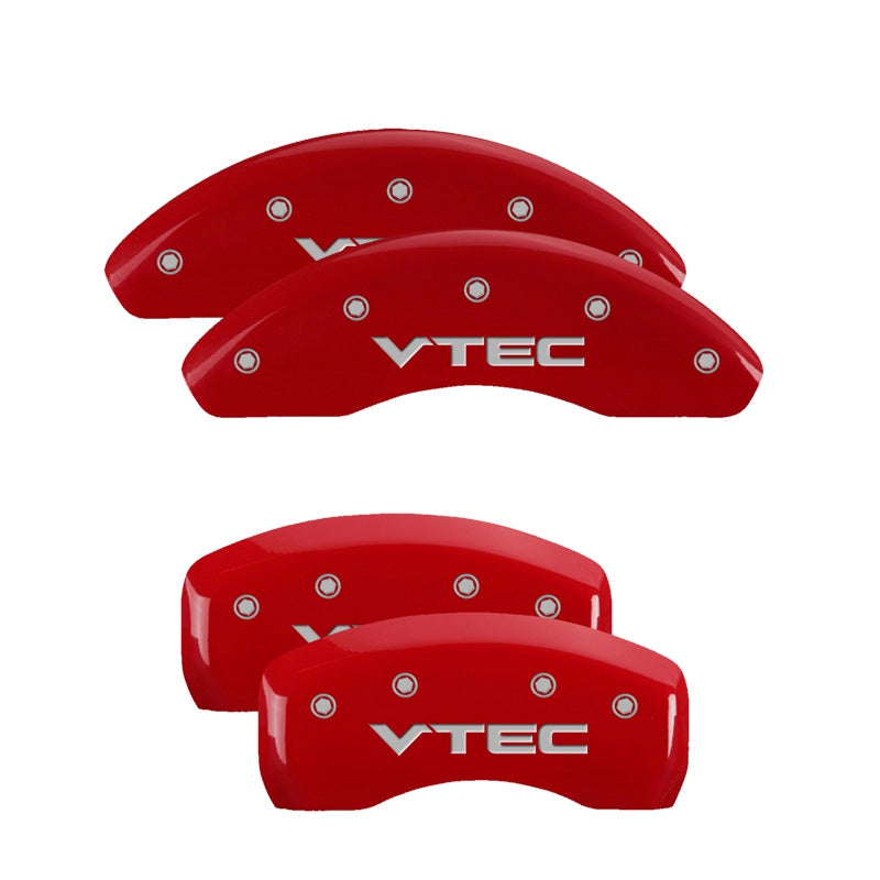 MGP 4 Caliper Covers Engraved Front &amp; Rear Vtech Red finish silver ch - 20194SVTCRD
