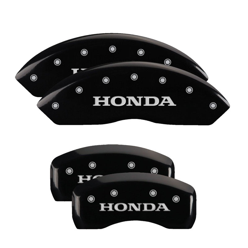 MGP 4 Caliper Covers Engraved Front &amp; Rear Honda Black finish silver ch - 20203SHONBK