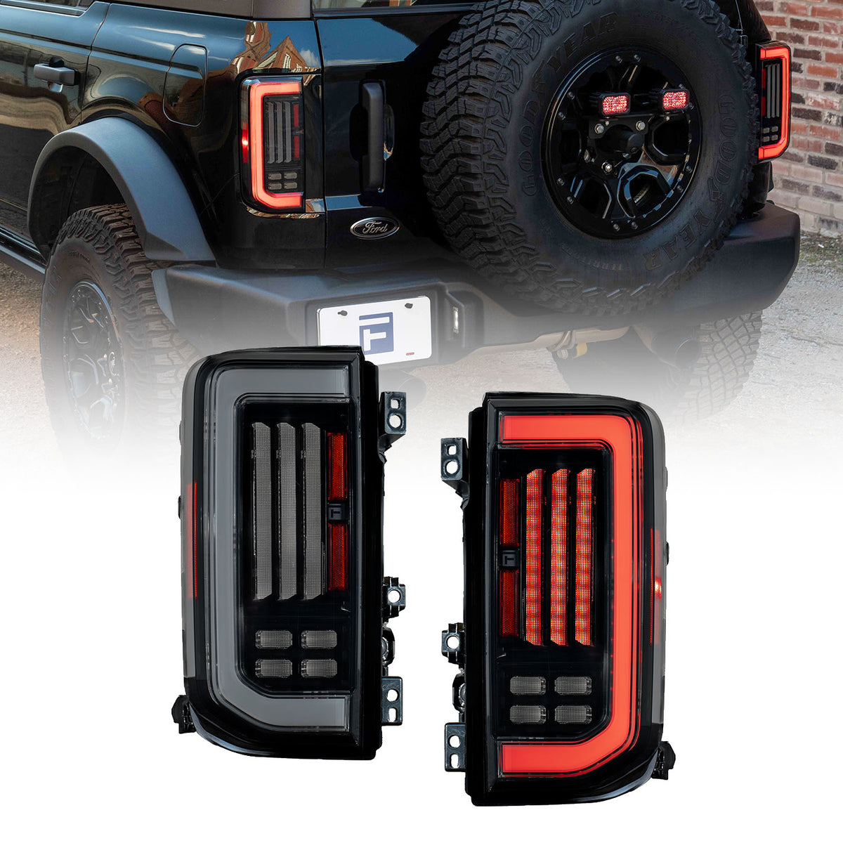 Form Lighting 2021-2025 Ford Bronco LED Tail Lights Smoked (Pair) - FL0086