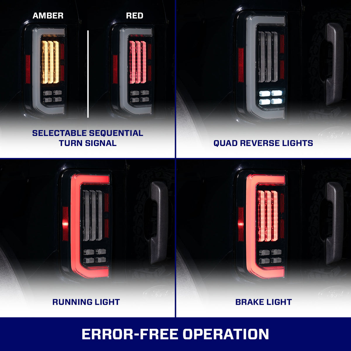 Form Lighting 2021-2025 Ford Bronco LED Tail Lights Red (Pair) - FL0085