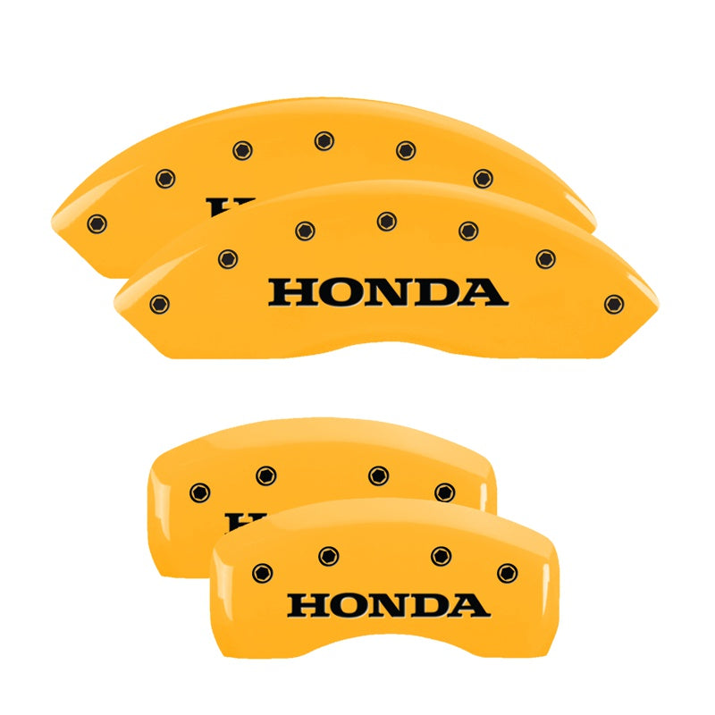 MGP 4 Caliper Covers Engraved F &amp; R Honda Yellow Finish Black Char 2011 Honda Accord Crosstour - 20211SHONYL