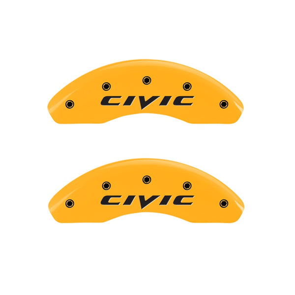 MGP Front set 2 Caliper Covers Engraved Front 2015/Civic Yellow finish black ch - 20212FCIVYL