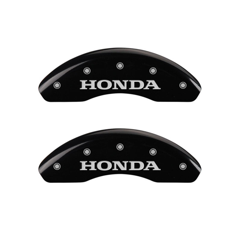 MGP Front set 2 Caliper Covers Engraved Front Honda Black finish silver ch - 20212FHONBK