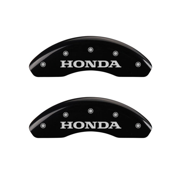 MGP Front set 2 Caliper Covers Engraved Front Honda Black finish silver ch - 20212FHONBK