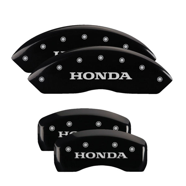 MGP 4 Caliper Covers Engraved Front &amp; Rear Honda Black finish silver ch - 20216SHONBK
