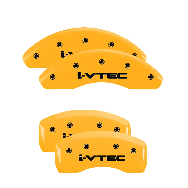 MGP 4 Caliper Covers Engraved Front &amp; Rear i-Vtec Yellow finish black ch - 20217SIVTYL