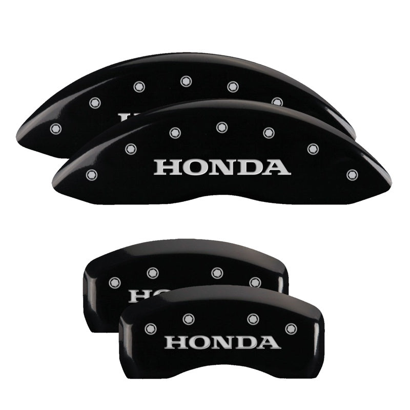 MGP 4 Caliper Covers Engraved Front &amp; Rear Honda Black finish silver ch - 20219SHONBK