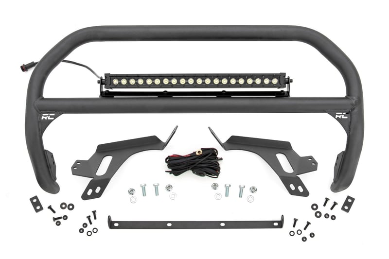 Rough Country - Nudge Bar - w/ Tow Hooks - 20 Inch BLK DRL Single Row LED - Ford Bronco Sport (21-24) - 51156 by Rough Countr