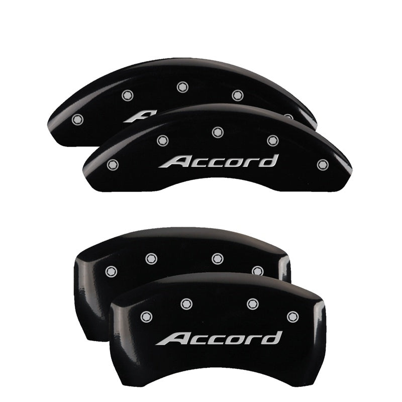 MGP 4 Caliper Covers Engraved Front Accord Rear Accord Black Finish Silver Char 2018 Honda Accord - 20224SACCBK