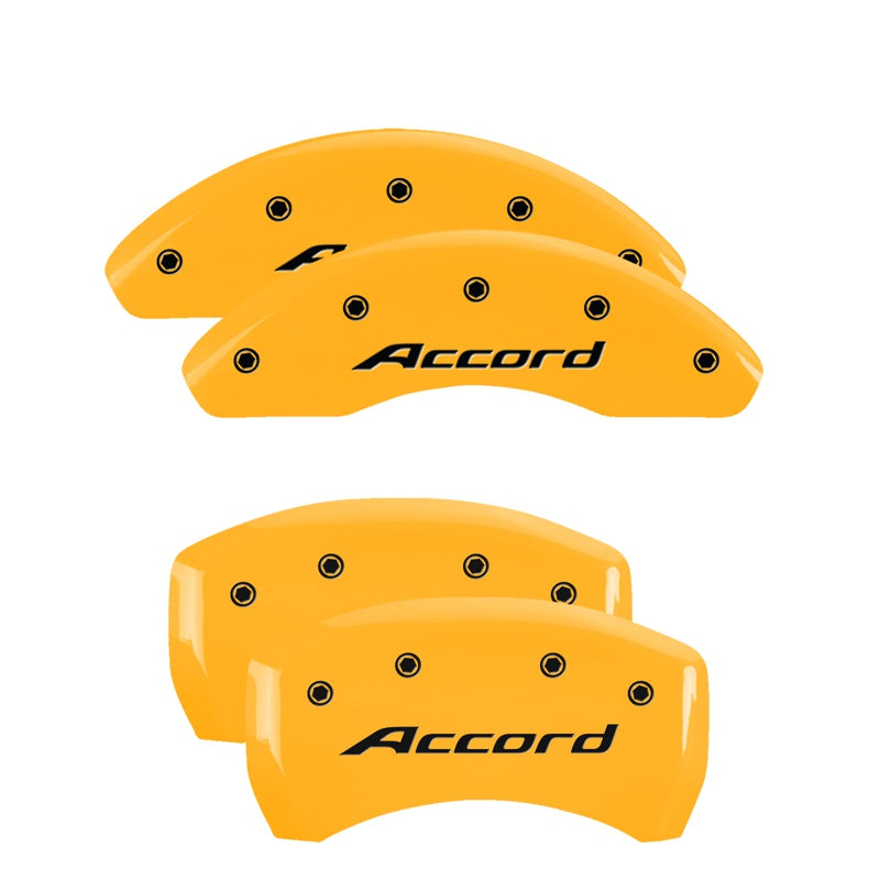 MGP 4 Caliper Covers Engraved Front Accord Rear Accord Yellow Finish Black Char 2018 Honda Accord - 20224SACCYL