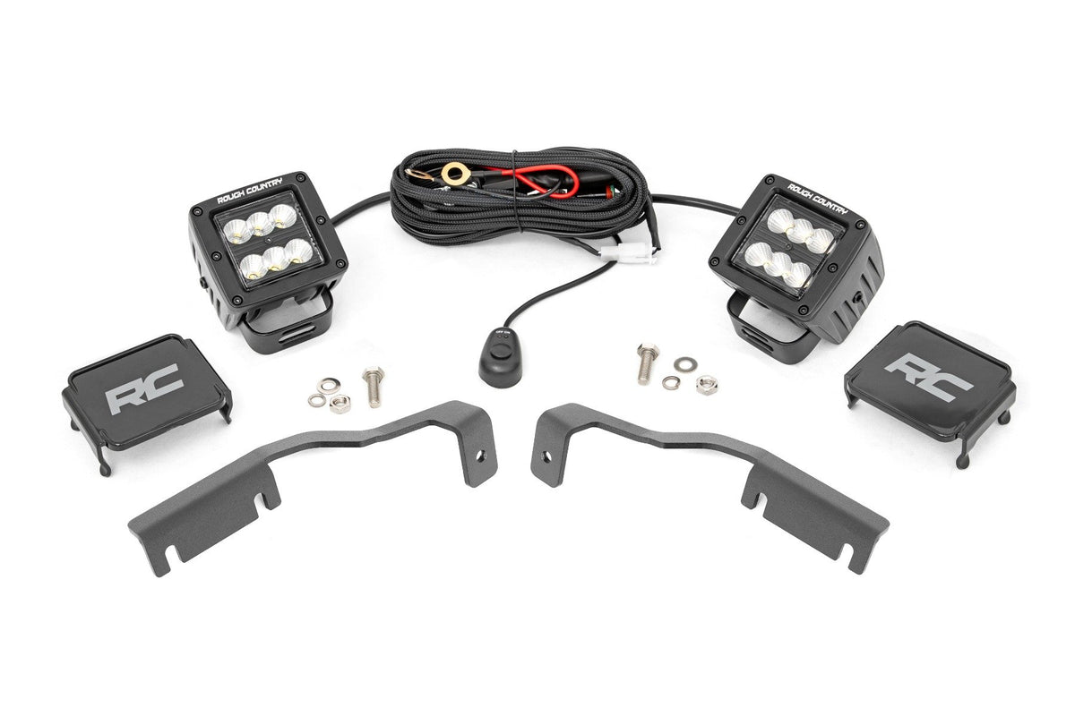 LED Light Kit | Ditch Mount | 2&quot; Black Pair | Flood | Nissan Frontier (22-24)