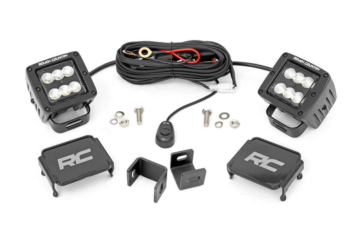LED Light Kit | Ditch Mount | 2&quot; Black Pair | Flood | Toyota Tundra (22-24)