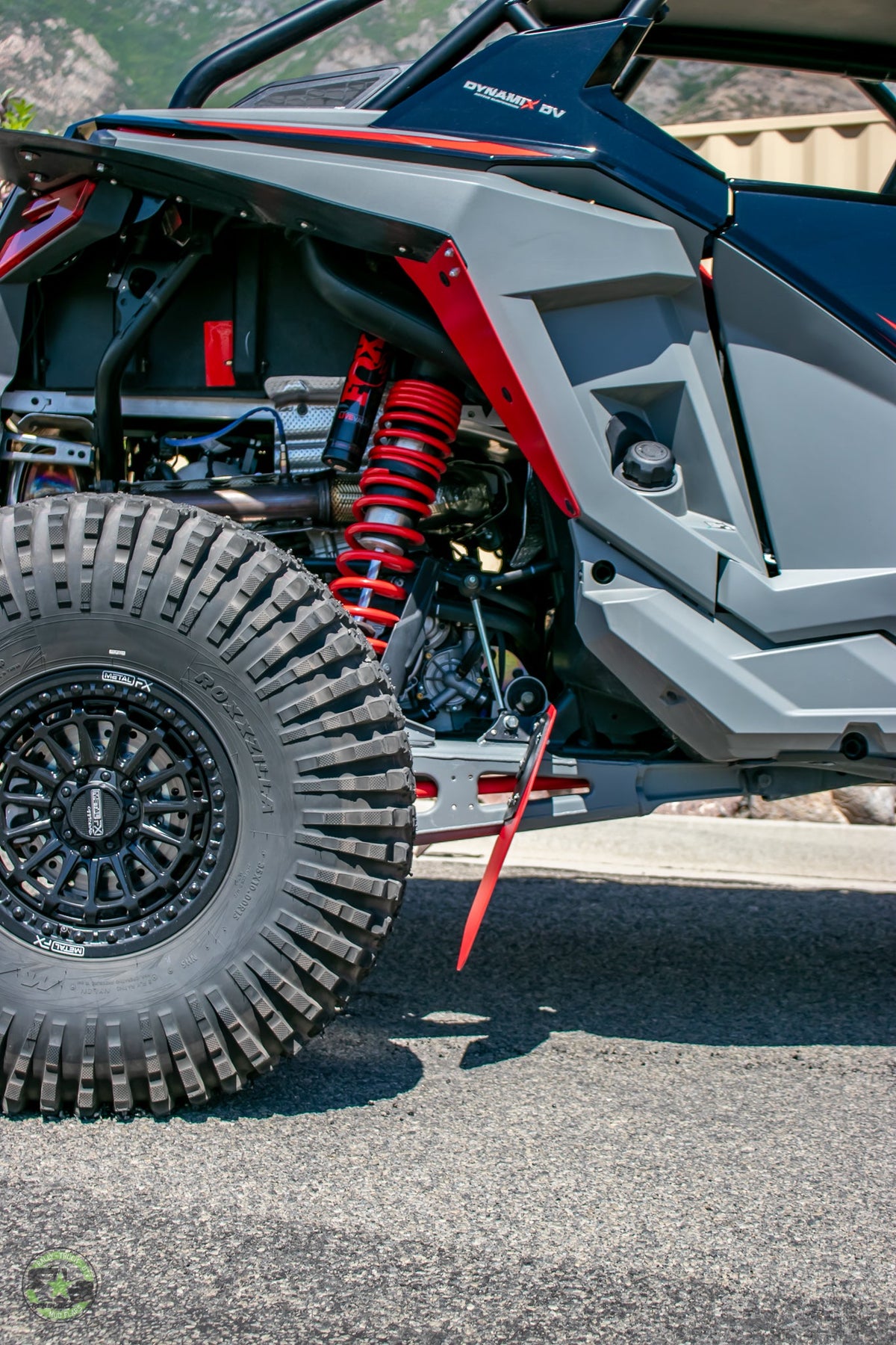 2023 Polaris RZR Turbo R ft. Rokblokz Trailing Arm mud flaps 3/4 view