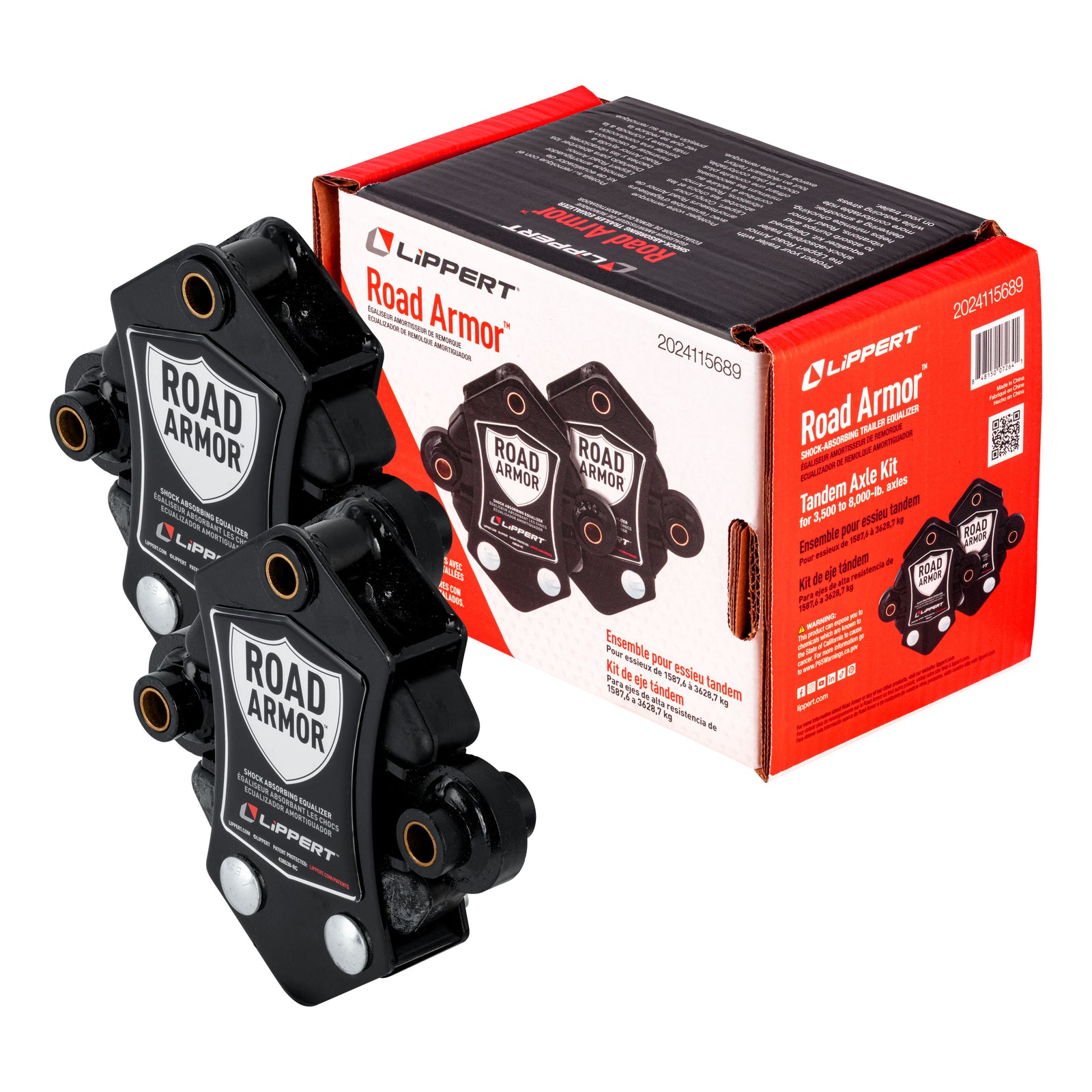 Lippert 2024115689 Road Armor Shock-Absorbing Trailer Equalizer Tandem Axle Kit for 3,500 to 8,000-lb. Axles (One Pair)