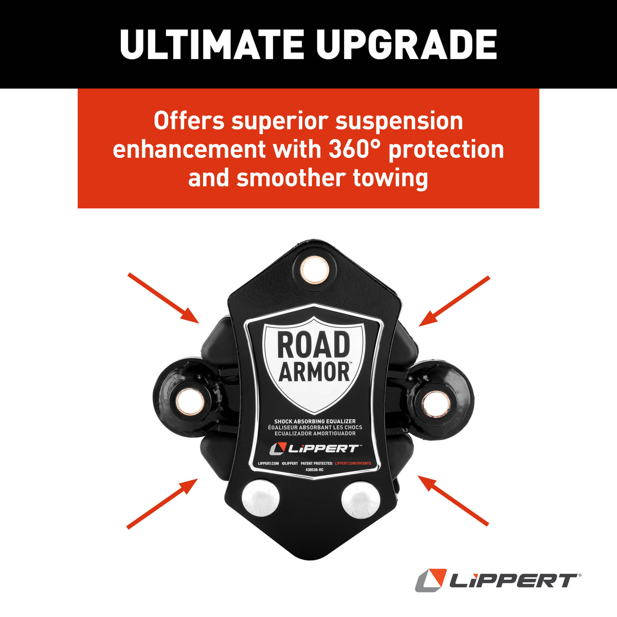 Lippert 2024115689 Road Armor Shock-Absorbing Trailer Equalizer Tandem Axle Kit for 3,500 to 8,000-lb. Axles (One Pair)