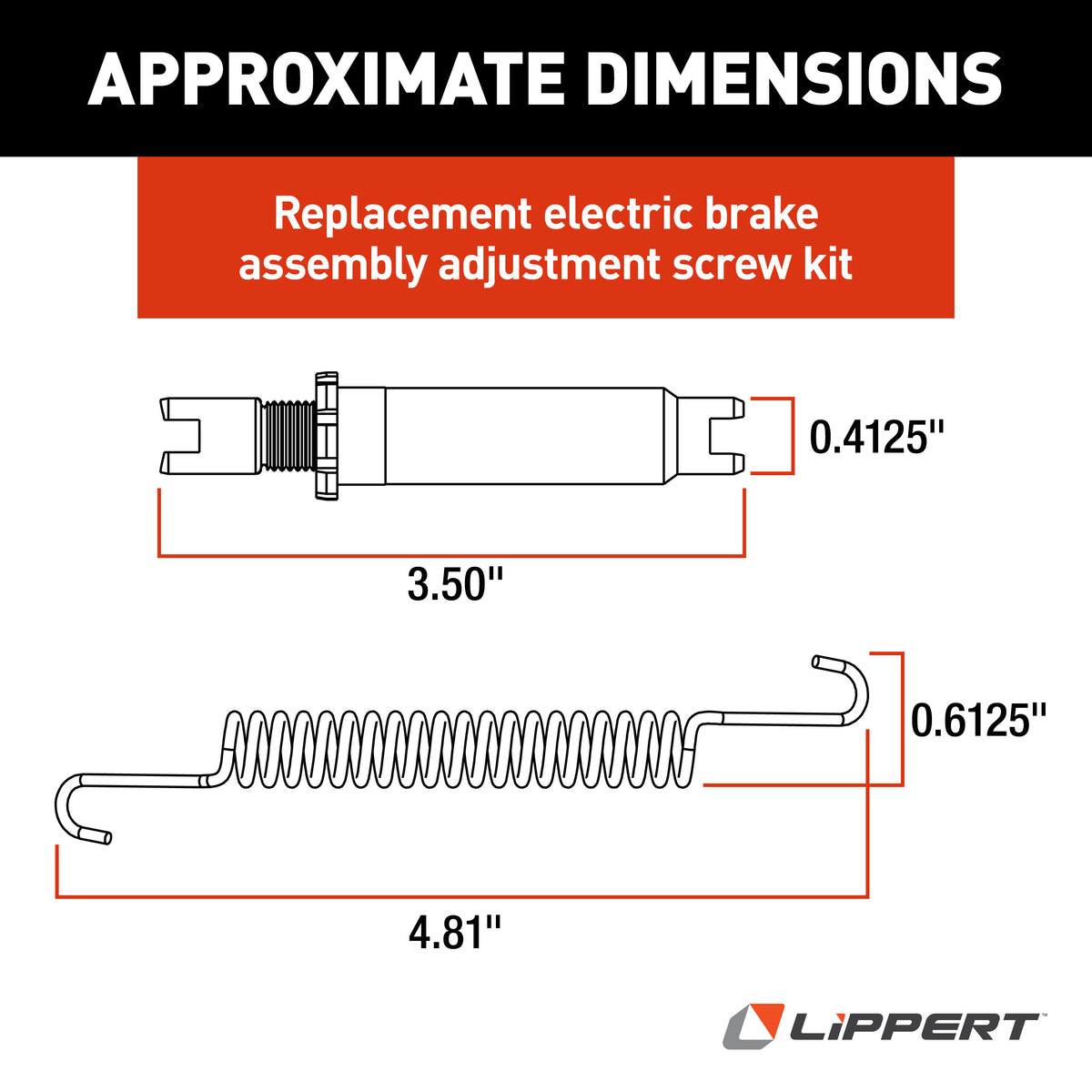 Lippert 2024120111 Adjuster Screw & Spring Kit for 10" & 12" RV Trailer Electric Brake Assemblies