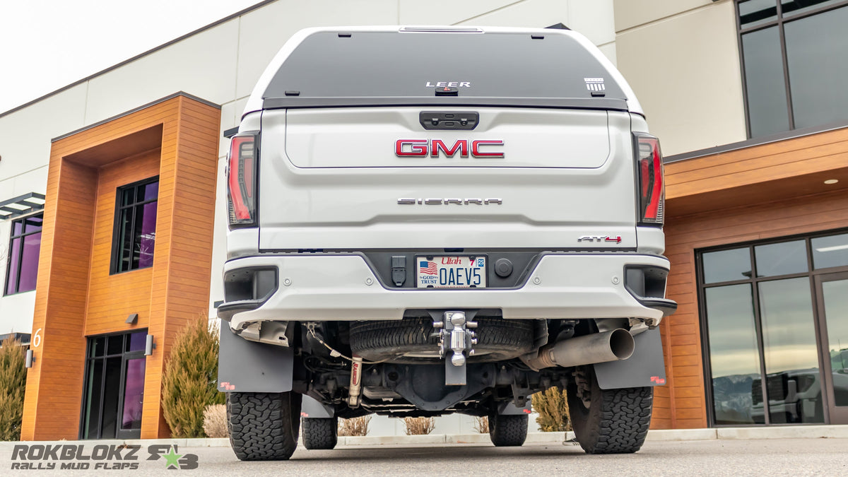 2020+ GMC Sierra HD Featuring Rokblokz High Clearance Rally Flaps - rear view