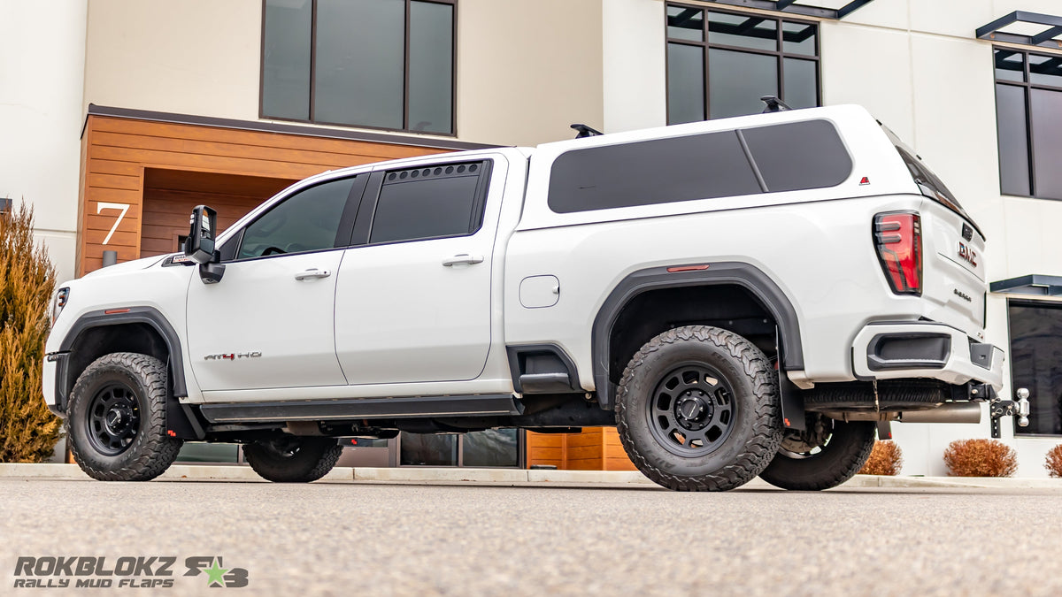 2020+ GMC Sierra HD Featuring Rokblokz High Clearance Rally Flaps - side view