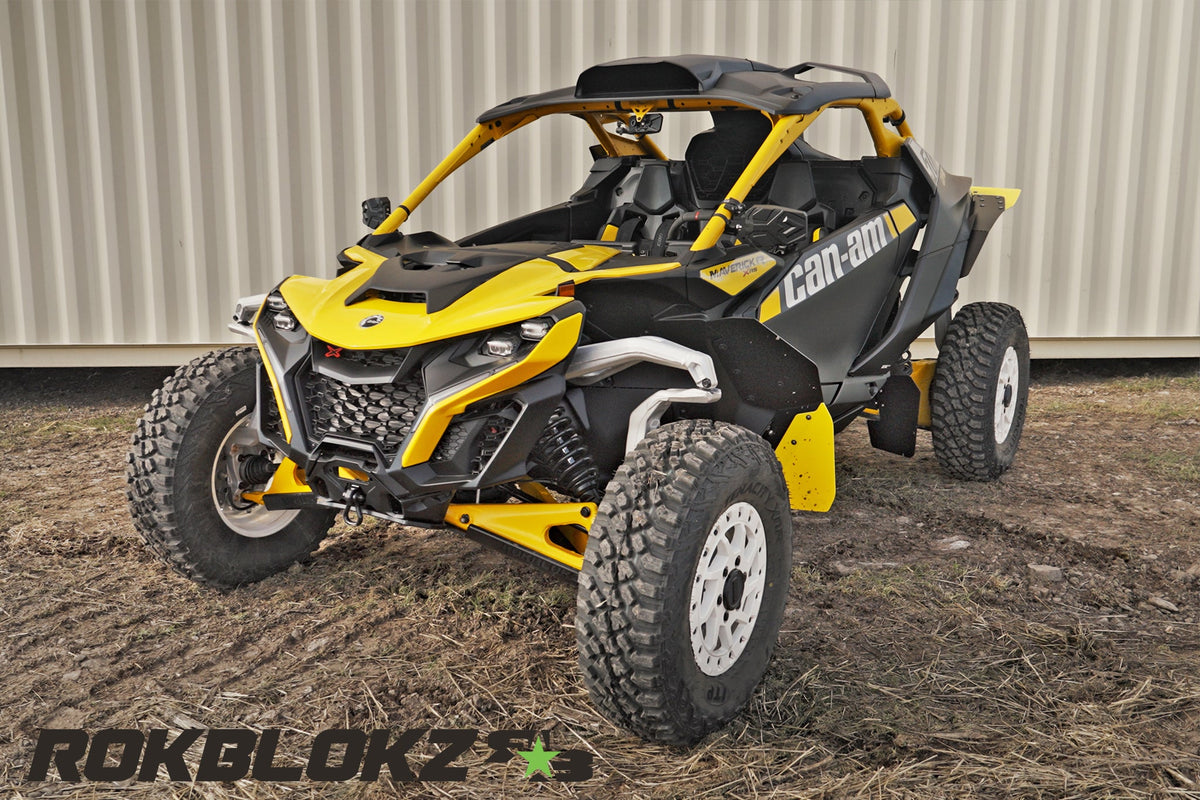 2024 CanAm Maverick R Ft. Rokblokz Fender extension kit w/yellow accents