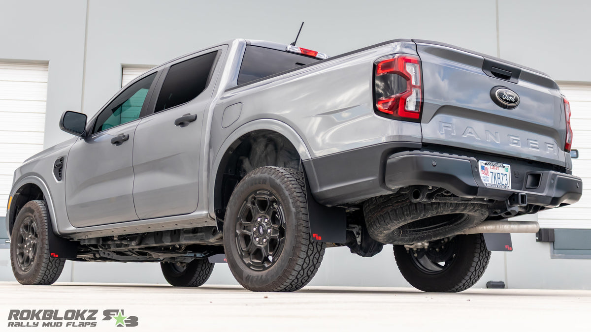 2024 Ford Ranger with Rokblokz Rally Mud Flaps installed
