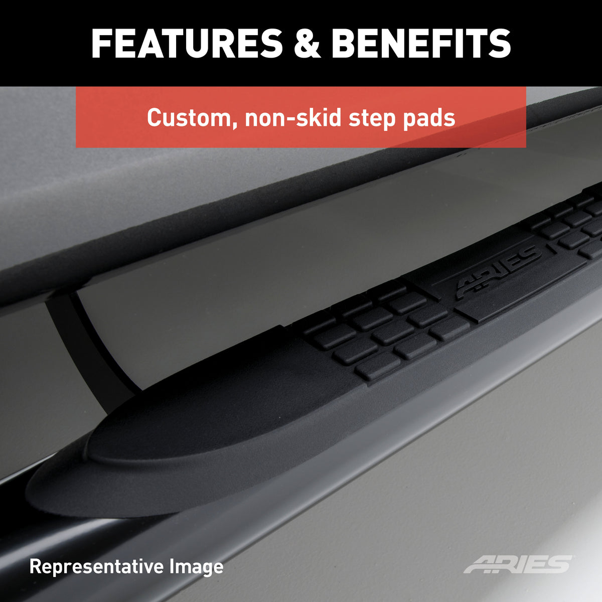 ARIES 203006-2 3-Inch Round Polished Stainless Steel Nerf Bars, No-Drill, Fits Select Ford Excursion, F-250, F-350 Super Duty