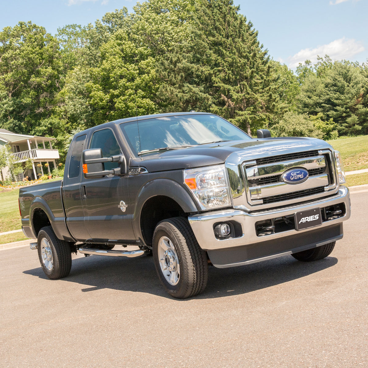 ARIES 203025-2 3-Inch Round Polished Stainless Steel Nerf Bars, No-Drill, Fits Select Ford F-250, F-350 Super Duty