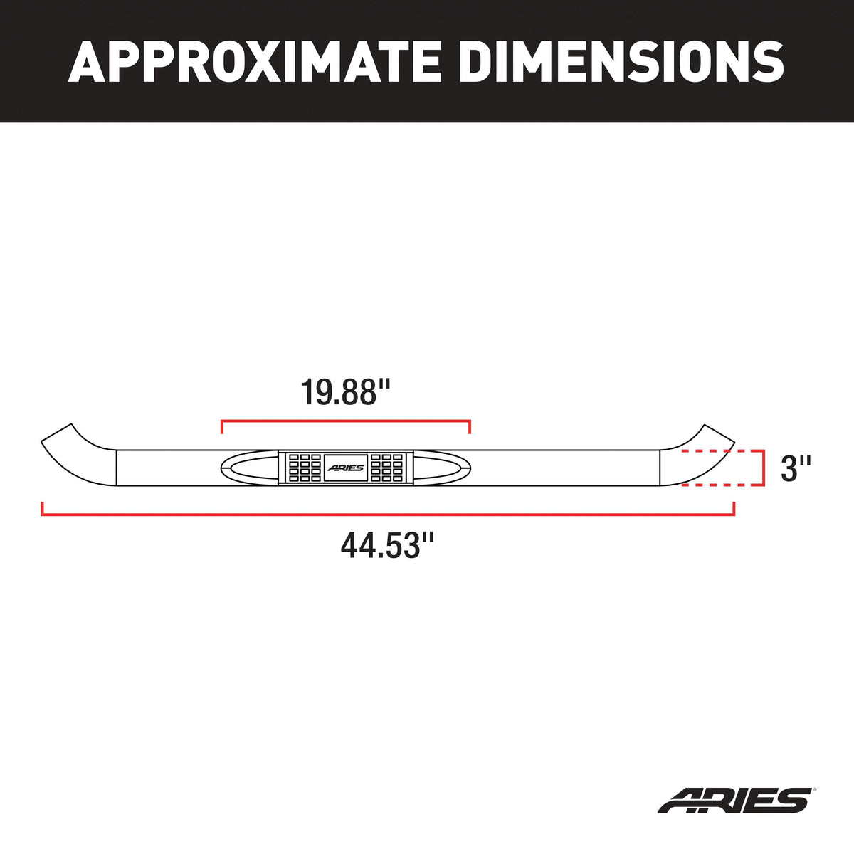 ARIES 203034 3-Inch Round Black Steel Nerf Bars, No-Drill, Fits Select Mazda B-Series, Ford Ranger