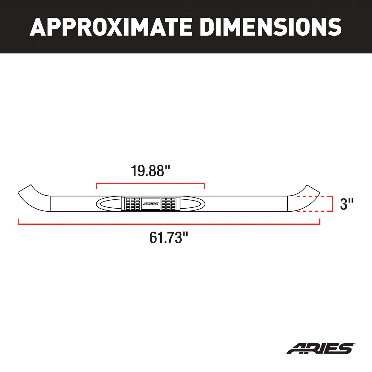 ARIES 203035 3-Inch Round Black Steel Nerf Bars, No-Drill, Fits Select Ford Ranger